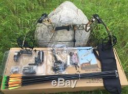 20-70lbs Right Hand Camo Compound Bow Set And 12X Arrows Hunting Target Archery