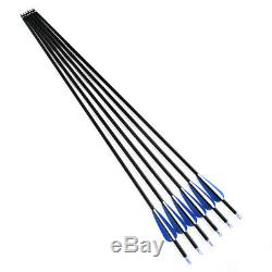 24PCS Carbon Arrows f Compound & Recurve Bow Hunting and Archery Shooting Target