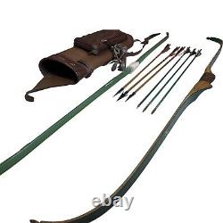 2 Wooden Bow Archery Hunting Set Leather Quiver Arrows Tri State Archery Corp