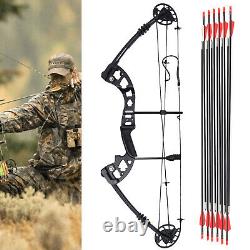 30-60lbs Pro Compound Right Hand Bow Kit Archery 12 Arrows Hunting Set Black