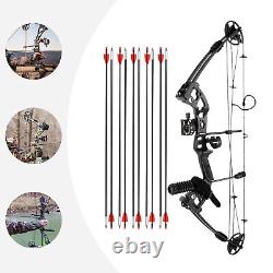38.19inch Compound Bow +12 Pcs Arrow Archery Hunting Set Black Aluminum Alloy