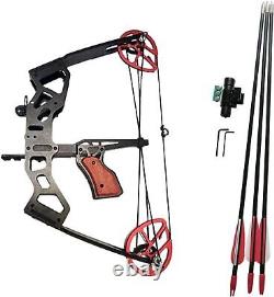 40lbs Mini Compound Bow Set Archery arrows Fishing Hunting Target Laser Sight US