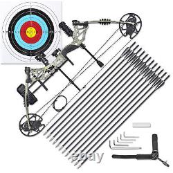 70 Lbs Pro Compound Left Hand Bow Kit For Adult Hunting Practice Archery, Camo
