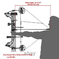 Adult Compound Bow Kit Draw 35-70 Lb For Archery Hunting Shooting Practice Black