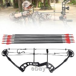 Aluminum Alloy Right Hand Bow Kit + FRP Arrow Hunting Black Archery Set New