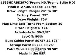 Archery Hunting Bow PSE Premonition HD, Rt Hand, Black Gold 7 Pin Sight