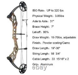 Archery Hunting Compound Bow & Arrows & Access Hunting SET IBO 320fps 19-70lbs