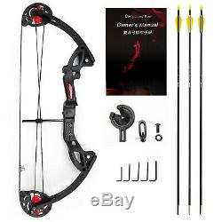 Black MAK Adult Hunting Archery Compound Bow WithBrush+3pcs Fiberglass Arrows