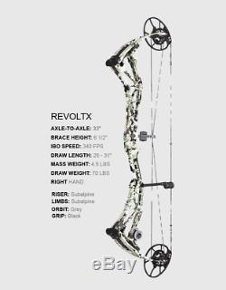 Bowtech Revolt X 60# to 70# Right-Hand 26 to 31 Archery Compound Hunting Bow