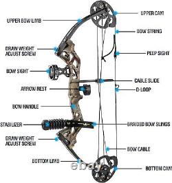 Compound Bow Arrows Kit 10-30lbs 260fps Archery Hunting Bow Shooting Target RH