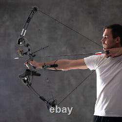 Compound Bow Kit with 12 Arrows Right Hand Archery Hunting Set Black 30-55lbs