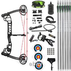Compound Bow Set 40-70lbs Adjustable 335FPS Arrow Steel Ball Archery Hunting