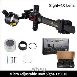 Compound Bow Sight 1 Pin 4X 6X 8X Lens Carbon 0.019 Archery Adjustable Hunting