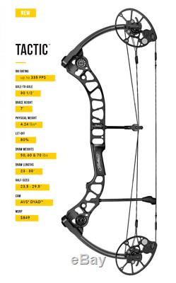 Mathews Tactic Left Hand 29 Draw 50# 60# Compound Hunting Bow Black Carbon
