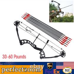 Pro Compound Right Hand Bow Arrow Kit Archery Target Practice Hunting 30-60lbs