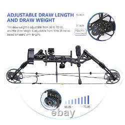 Pro Compound Right Hand Bow Kit 30-70lbs Arrow Archery Target Hunting Black Set