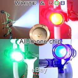 RGB & White Hunting light for Compound Bow Bowfishing-Picatinny Rail 10 Modes