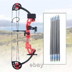 Red Compound Bow Kit 15-25lbs Right Hand Hunting Archery Target Arrow Set