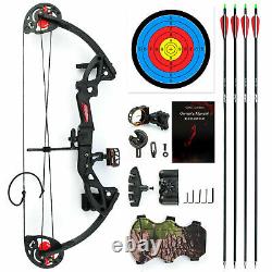 Right Hand Compound Bow Kit Carbon Arrows Quiver Set 15-29lbs Target for Hunting