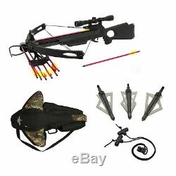 Spider 150 lb Black Compound Hunting Crossbow Elite Package with Bag Rope Cocking