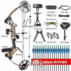 Topoint 320 fps Camo Compound Bow Arrows Hunting Archery Target Outdoor Shooting