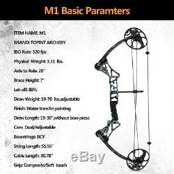 Topoint Compound Bow 19-30/19-70Lbs Right Hand Hunting Archery Target 18 Arrows
