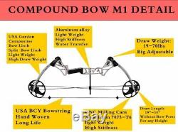 US M1 19-30/10-50 LBS Compound Bow & Arrow Archery Hunting Target Kit Limbs Bow