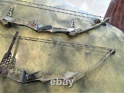 Vintage x2 Lot PSE Compound LH Camouflage Bow Hunting Fishing Target Archery
