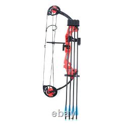 Ensemble D'arc Composé 15-25lbs Arrow Archery Équipement De Chasse Pour Les Adolescents+kid Rouge+noir