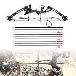 Ensemble d'arc à poulies avec 12 flèches Kit de chasse à l'arc droit noir 30-55lbs