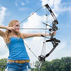 Ensemble d'arc à poulies avec 12 flèches pour chasse à l'arc main droite, noir 30-55 livres