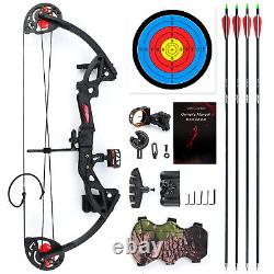 Kit d'arc à poulies de 15-29 lb avec 4 flèches pour la pratique du tir à l'arc à la cible et la chasse pour les jeunes droitiers