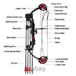 Kit d'arc à poulies de 15-29 lb avec 4 flèches pour la pratique du tir à l'arc à la cible et la chasse pour les jeunes droitiers