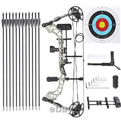 Kit d'arc compound pour adulte, traction de 35 à 70 livres pour la chasse à l'arc et la pratique du tir, camouflage.