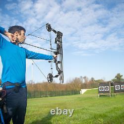 Kit d'arc compound pour adultes, tir de chasse à l'arc, pratique de tir, noir, tension de 35-70 lb