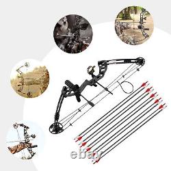 Kit de arc à poulies avec 12 flèches ensemble de chasse à l'arc main droite noir 30-55lbs