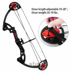 Us Adult Hunting Archery Compound Bow Withbrush+3pcs Flèches En Fibre De Verre Noir