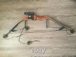 Vintage Wood Browning Tracker Hunting Compound Bow Bear Archery Sure Hit Site